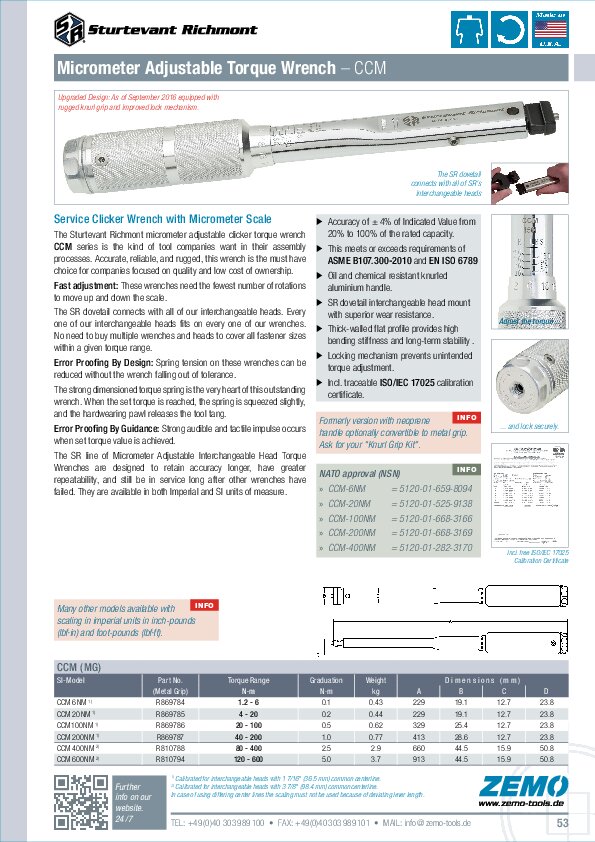 Sturtevant Richmont CCM (MG) Torque Wrench