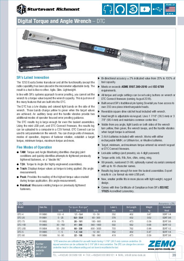 Sturtevant Richmont DTC torque angle wrench