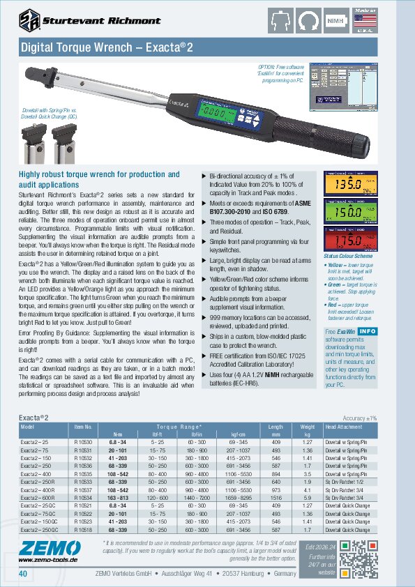 Sturtevant Richmont Exacta 2 Torque Wrench