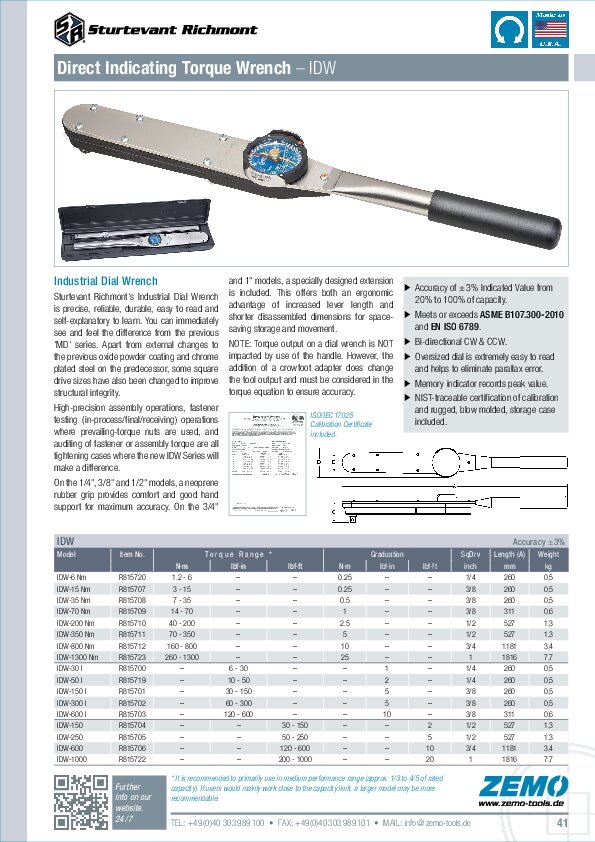 Sturtevant Richmont IDW dial torque wrench