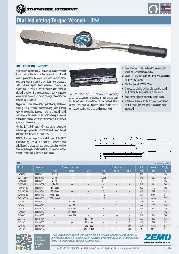 Sturtevant Richmont IDW Torque Wrench