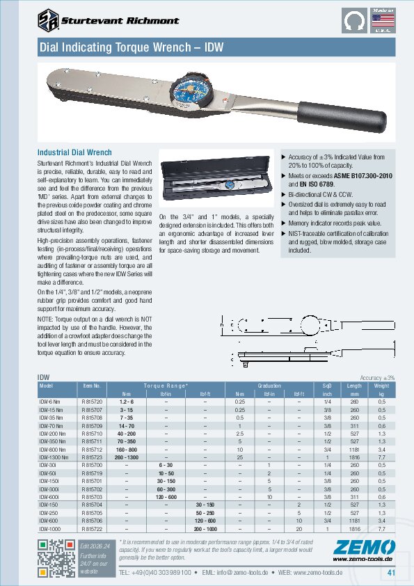 Sturtevant Richmont IDW Torque Wrench