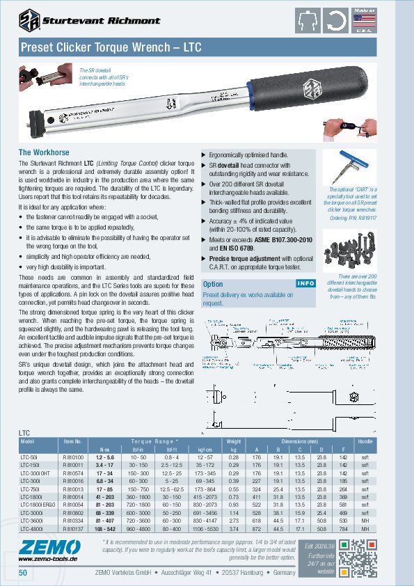 Sturtevant Richmont LTC Torque Wrench