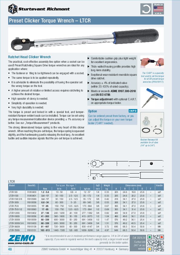 Sturtevant Richmont LTCR Torque Wrench