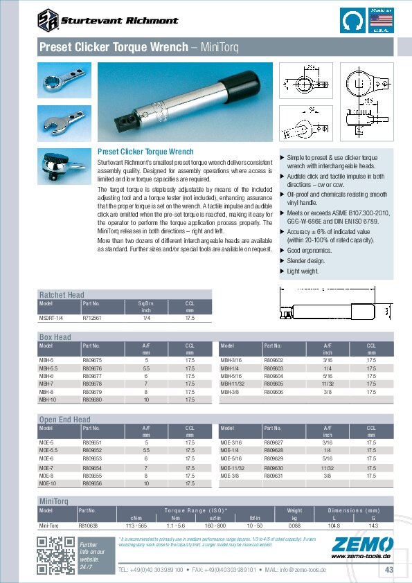 Sturtevant Richmont Mini-Torq Torque Wrench