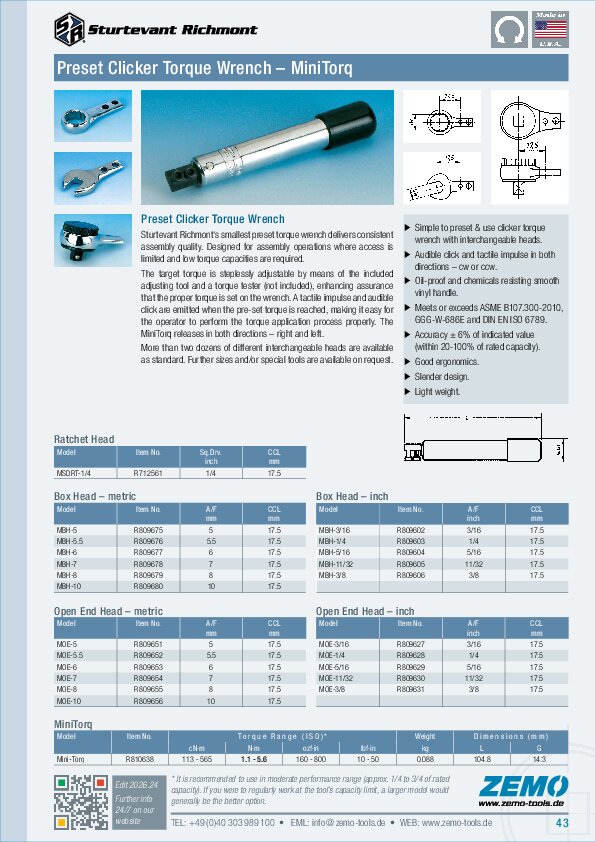 Sturtevant Richmont Mini-Torq Torque Wrench