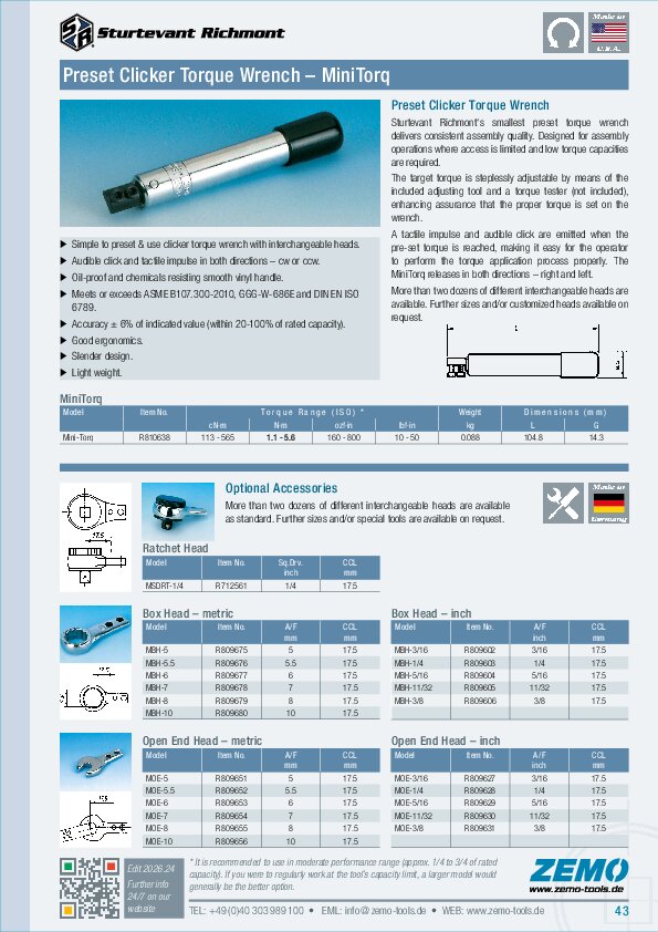 Sturtevant Richmont Mini-Torq Torque Wrench