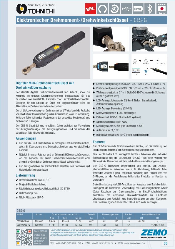 Tohnichi CES-G Drehmomentschlüssel