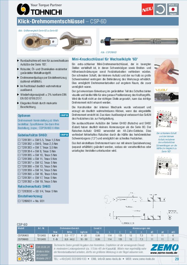 Tohnichi CSP6D Drehmomentschlüssel