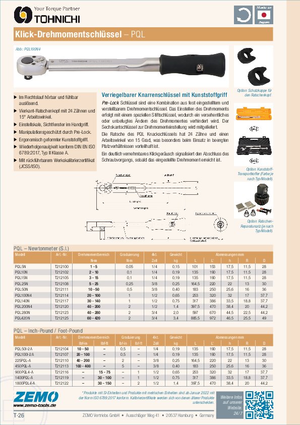 Tohnichi PQL Drehmomentschlüssel
