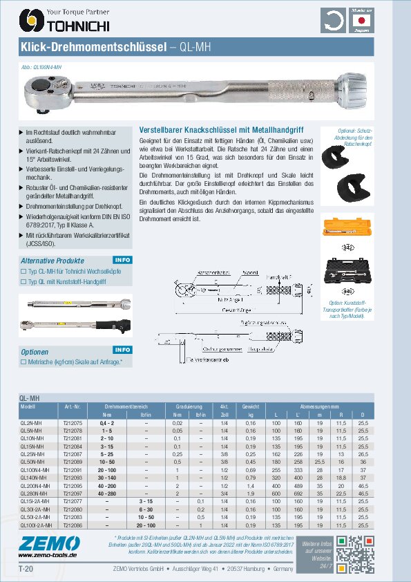 Tohnichi QL-MH Drehmomentschlüssel