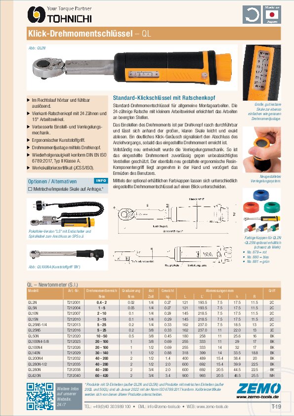Tohnichi QL Drehmomentschlüssel