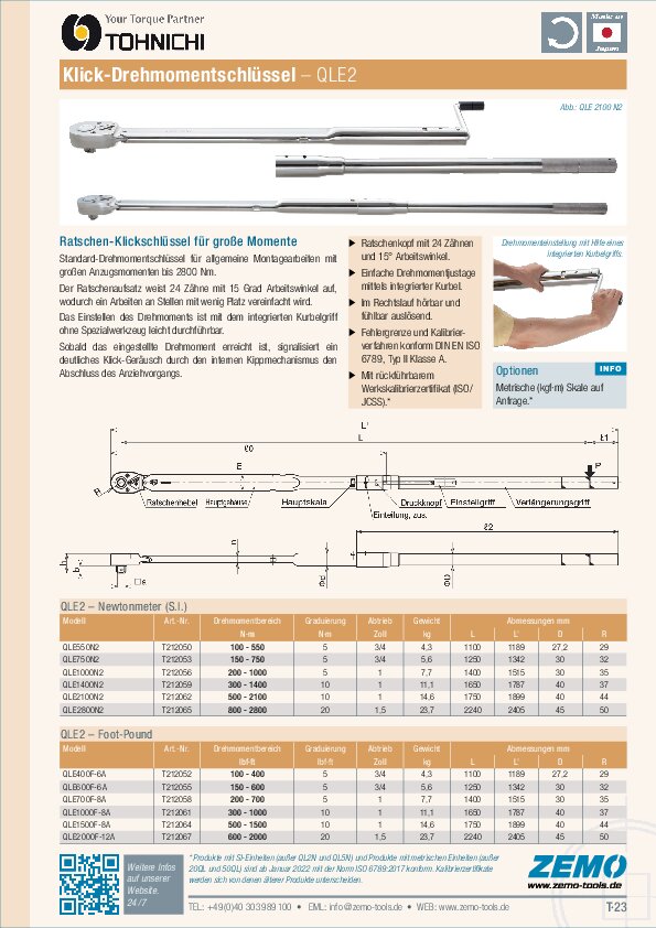 Tohnichi QLE2 Drehmomentschlüssel