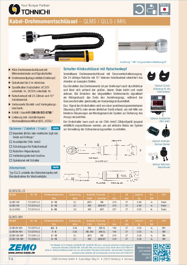 Tohnichi QLLS / QLMS-MH Drehmomentschlüssel