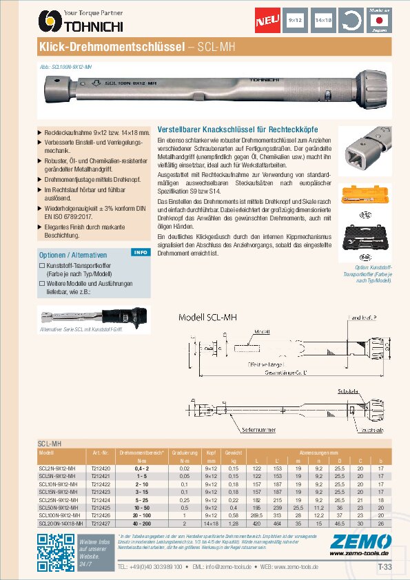 Tohnichi SCL-MH Drehmomentschlüssel