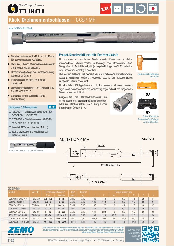 Tohnichi SCSP-MH Drehmomentschlüssel