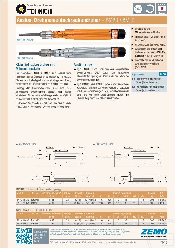 Tohnichi BMRD BMLD Drehmomentschraubendreher