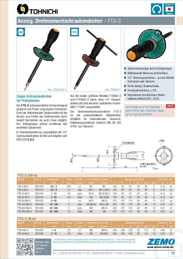 Tohnichi FTD-S Drehmomentschraubendreher