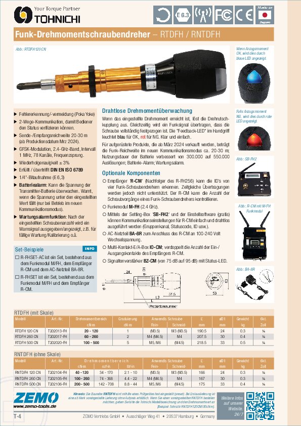 Tohnichi RTDFH / RNTDFH Drehmomentschraubendreher