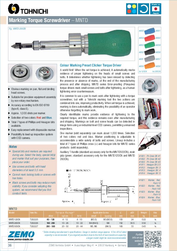 Tohnichi MNTD marking torque screwdriver