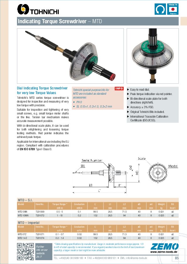 Tohnichi MTD torque screwdriver