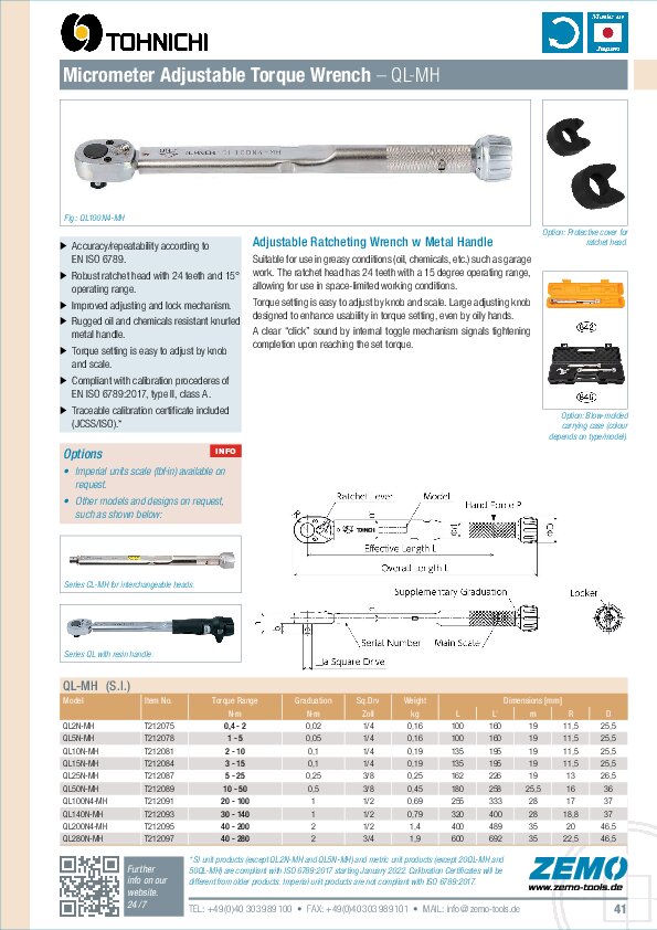 Tohnichi QL-MH Torque Wrench