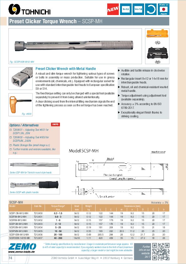 Tohnichi SCSP-MH Torque Wrench