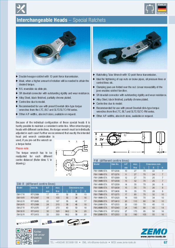 ZEMO special ratchet dovetail heads