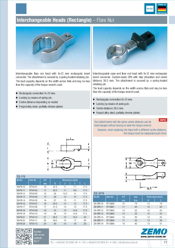 ZEMO interchangeable heads (rectangular)
