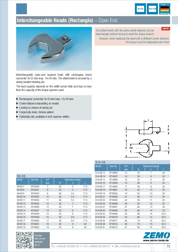 ZEMO interchangeable heads (rectangular)