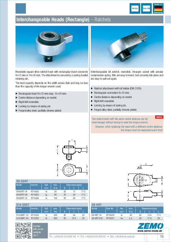 ZEMO interchangeable heads (rectangular)