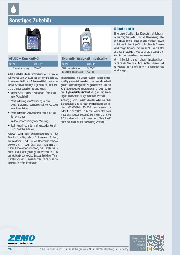 Druckluftwerkzeuge Schmiermittel