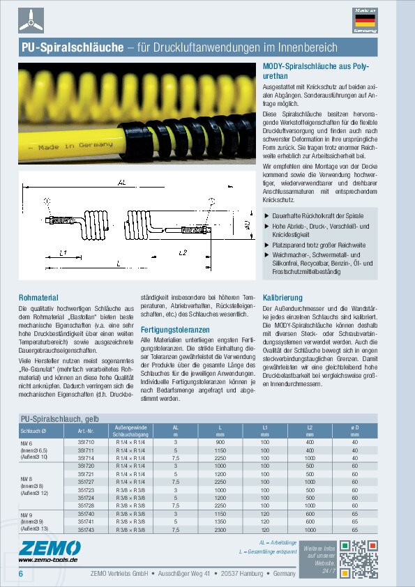 Druckluft Spiralschläuche PU