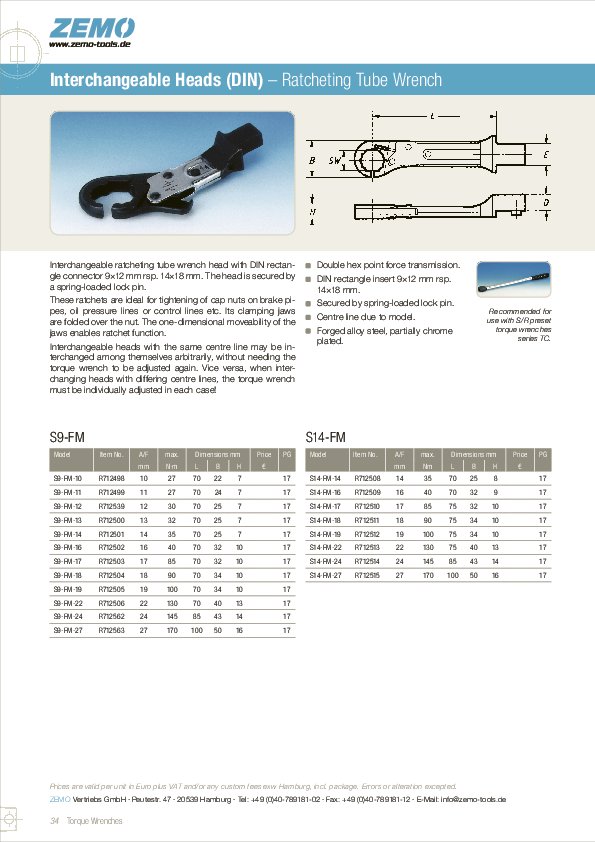 S9/S14 - Ratcheting Tube Wrench