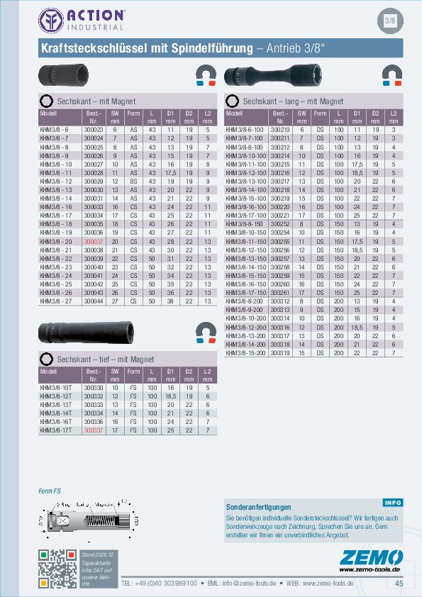 KH 3/8 SD Kraftsteckschlüssel mit Magnet