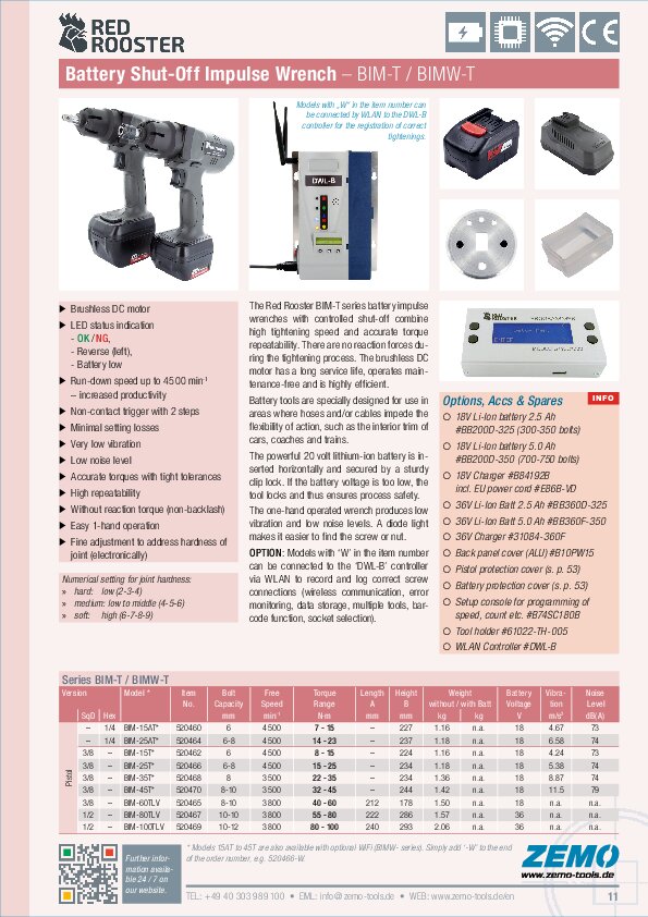 Red Rooster battery impulse tool BIM-T