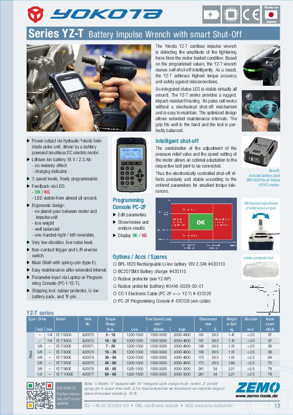Yokota battery impulse tool YZ-T