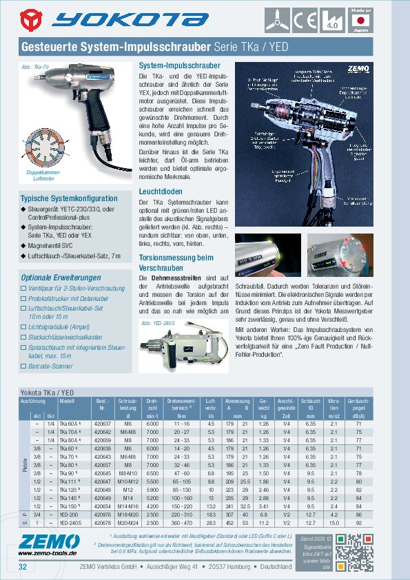 Yokota System-Impulsschrauber Serie TKa / YED