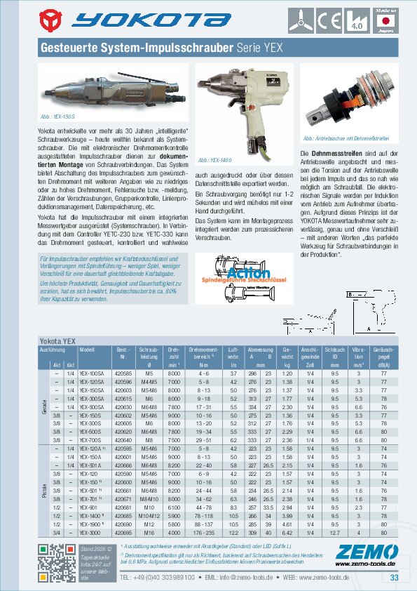 Yokota System-Impulsschrauber Serie YEX