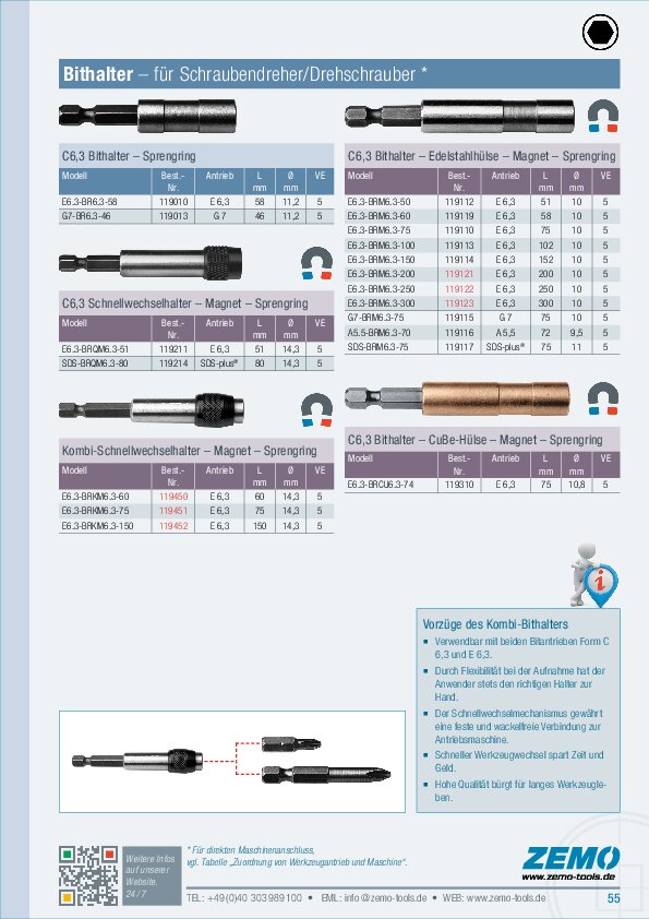 Power-Bithalter mit / ohne Magnet