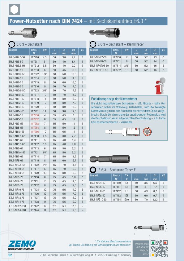 Nutsetter (1/4) E6.3 Sechskant Torx-E