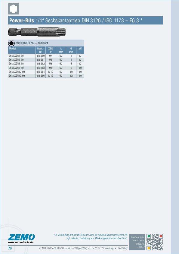 Bits E6.3 (1/4) Vielzahn XZN
