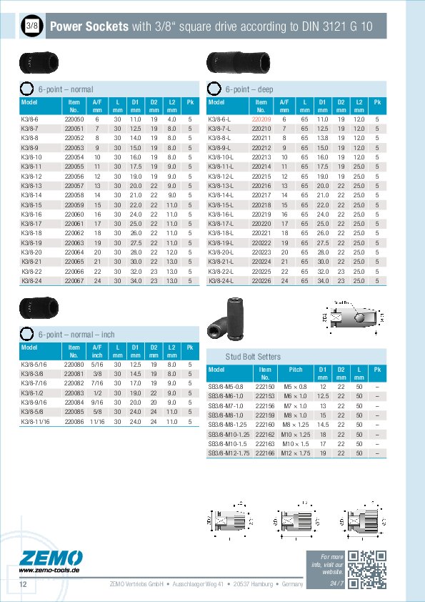 power sockets 3/8