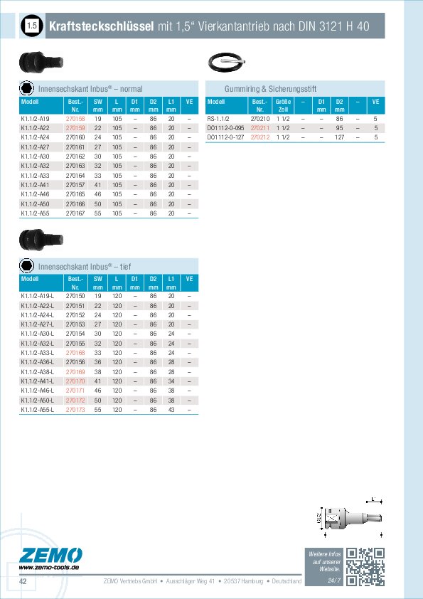 Kraftsteckschlüssel 1.1/2 Zoll 