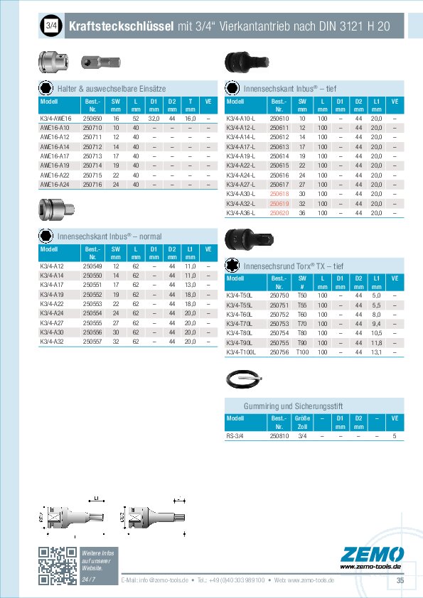 Kraftsteckschlüssel 3/4 Zoll 