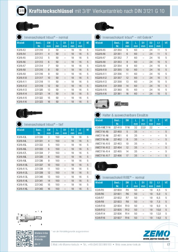 Kraftsteckschlüssel 3/8 Zoll