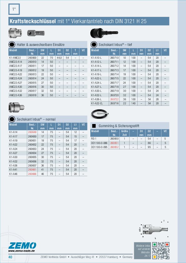 Kraftsteckschlüssel 1 Zoll