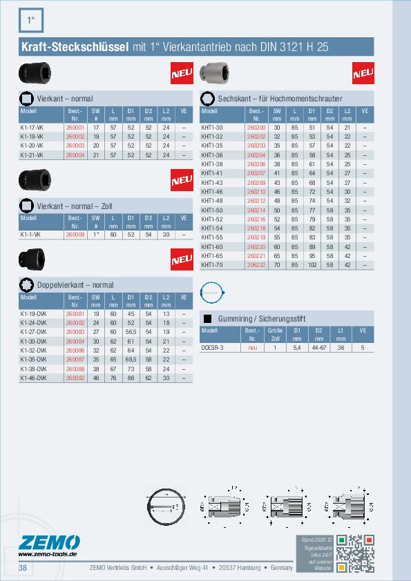Kraftsteckschlüssel 1 Zoll