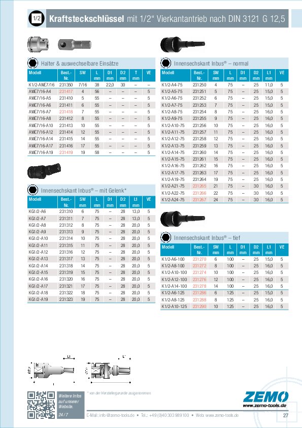 Kraftsteckschlüssel 1/2 Zoll