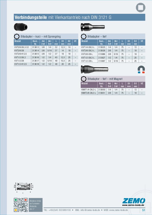 Kraftsteck-Bitadapter